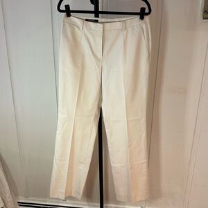 Brooks Brothers 100% Cotton Cream Pleated Trousers Size 12